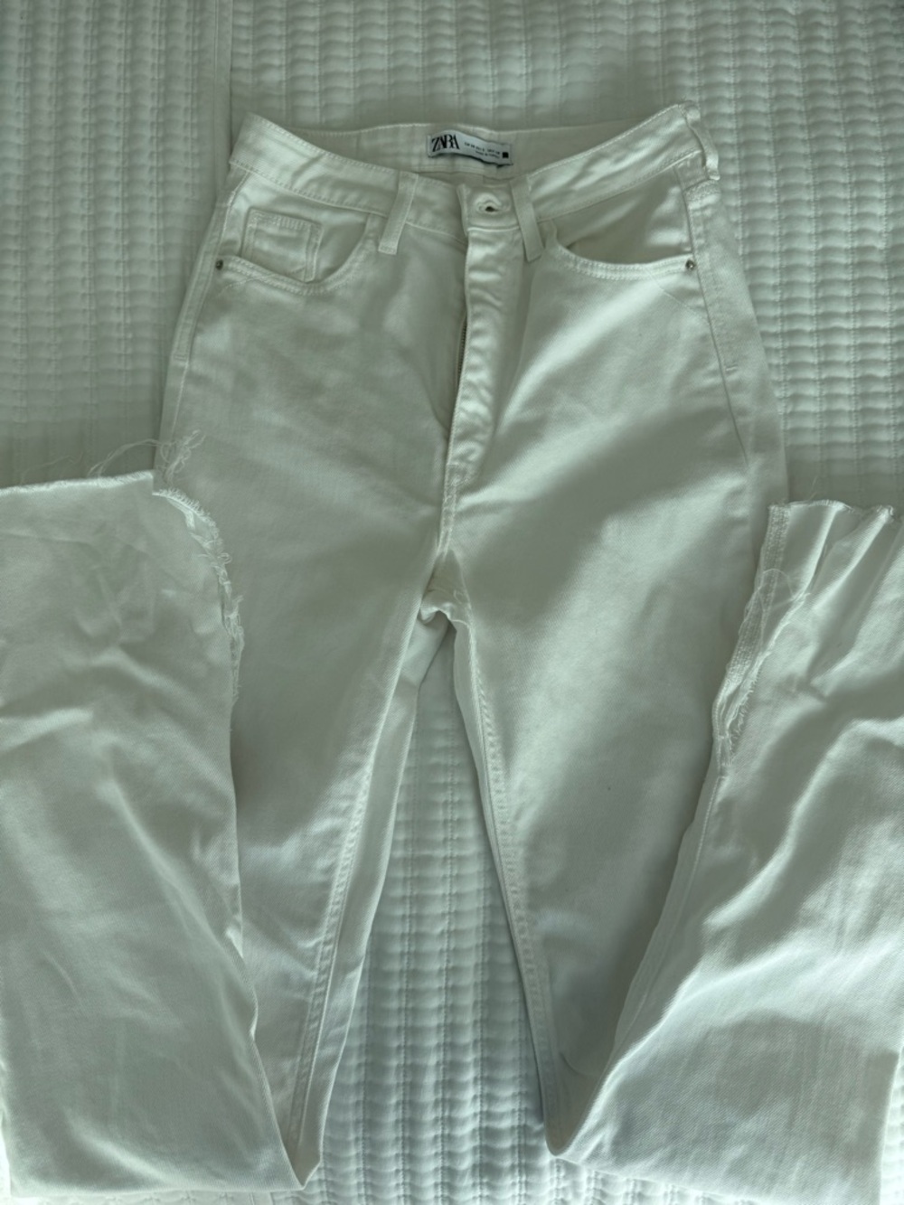 Zara White High-Waist Straight Women's Jeans
